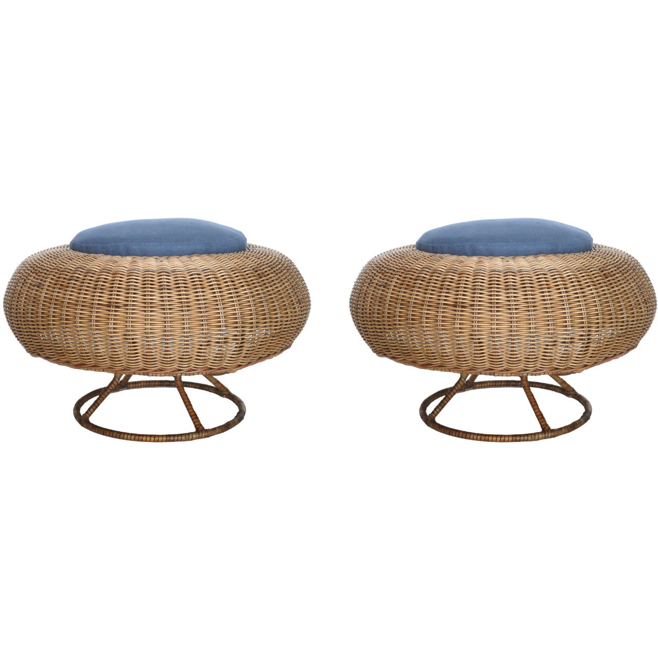 Rattan and Wicker Ottomans at 1stDibs