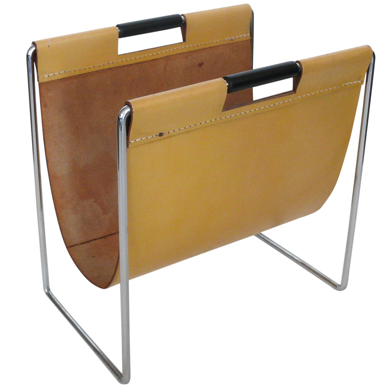 Leather and Chrome Magazine Holder