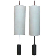 Large Iron and Leather Floor Lamps