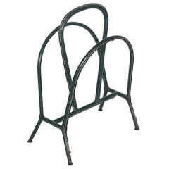 Green Leather Adnet Magazine Rack