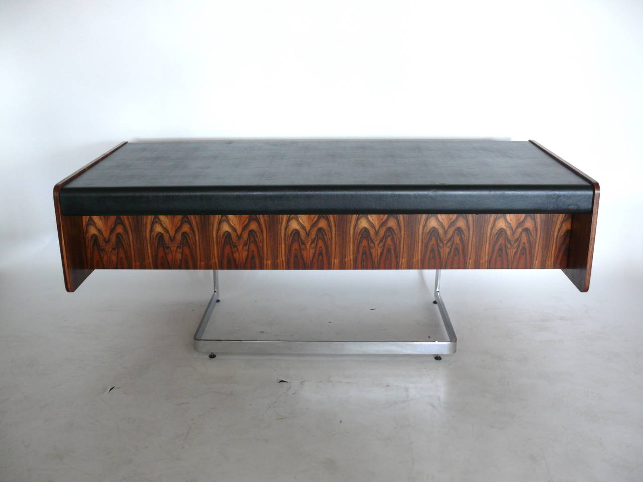 Rosewood And Chrome Desk By Ste Marie Lau For At 1stdibs Exquisite Rosewood Desk By Ste Marie Lau Floats On Top Of Newly