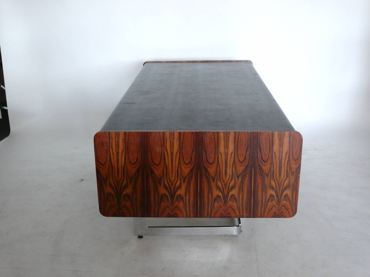 Rosewood and Chrome Desk by Ste. Marie & Laurent In Excellent Condition In Beverly Hills, CA