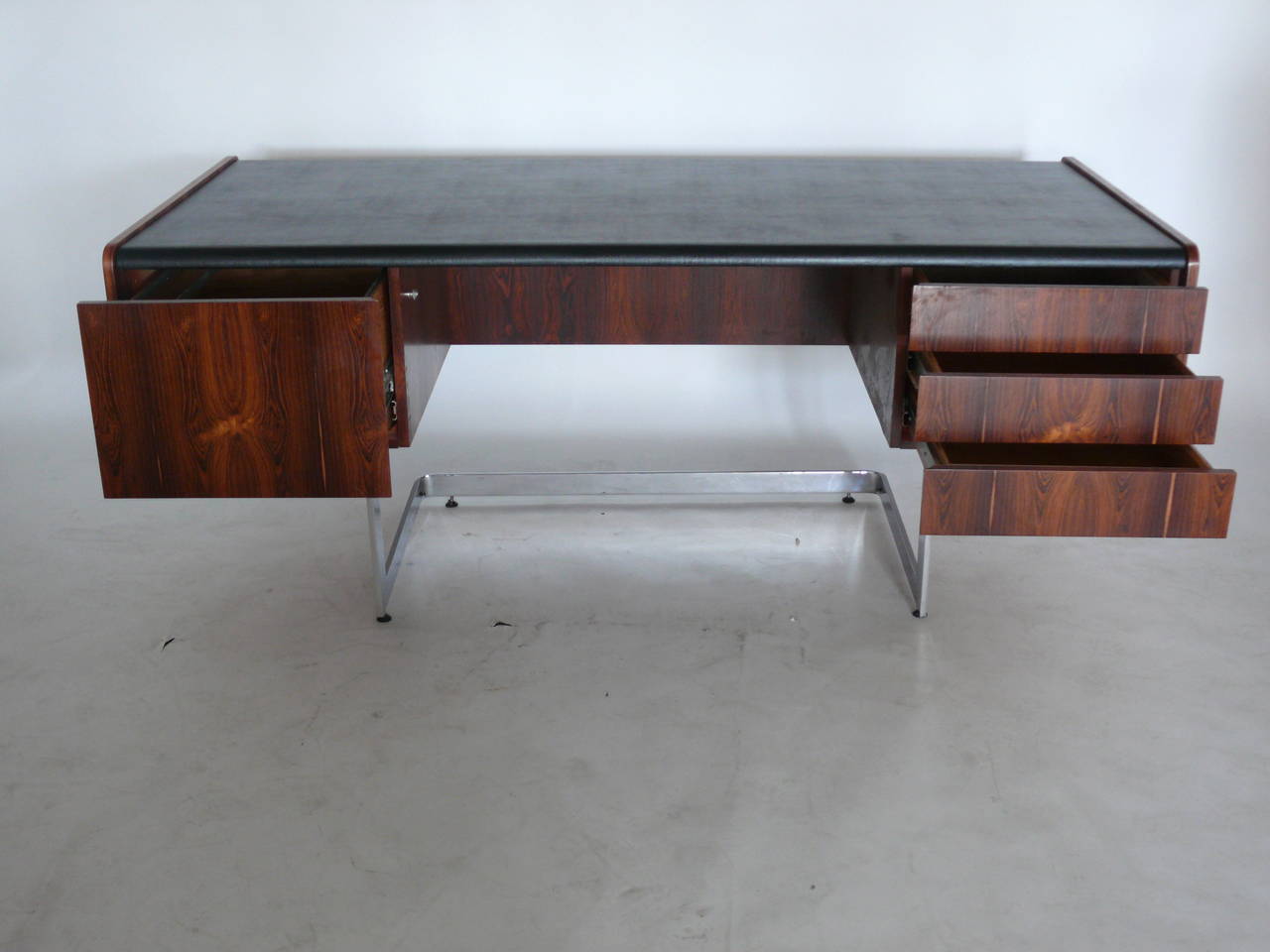 Rosewood and Chrome Desk by Ste. Marie & Laurent 1