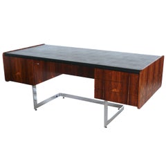 Rosewood and Chrome Desk by Ste. Marie & Laurent