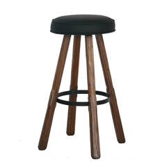 Tabourets de bar pivotants en chêne et en cuir de Brandt Ranch