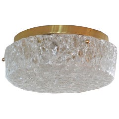 German Glass and Brass Circular Flush Mount 8