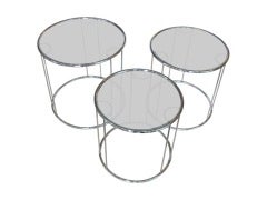 Set of 3  Chrome Circular Nesting Tables