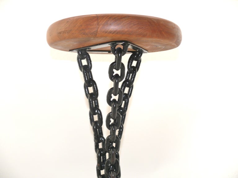 Iron and Chain Bar Stools In Excellent Condition In Beverly Hills, CA