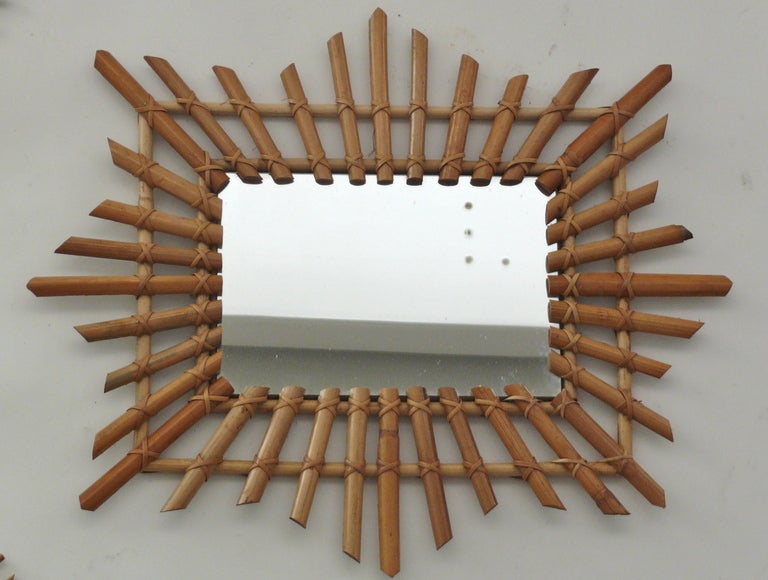 Rattan French Bamboo Sunburst  Mirrors
