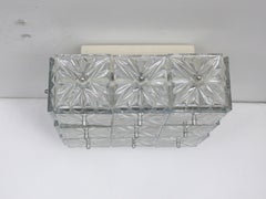 German Glass Square Flush Mount