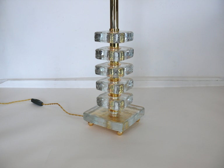 Austrian Glass and Brass Table Lamp by Bakalowits