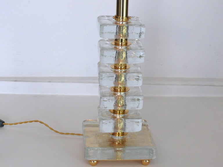 Glass and Brass Table Lamp by Bakalowits In Excellent Condition In Beverly Hills, CA