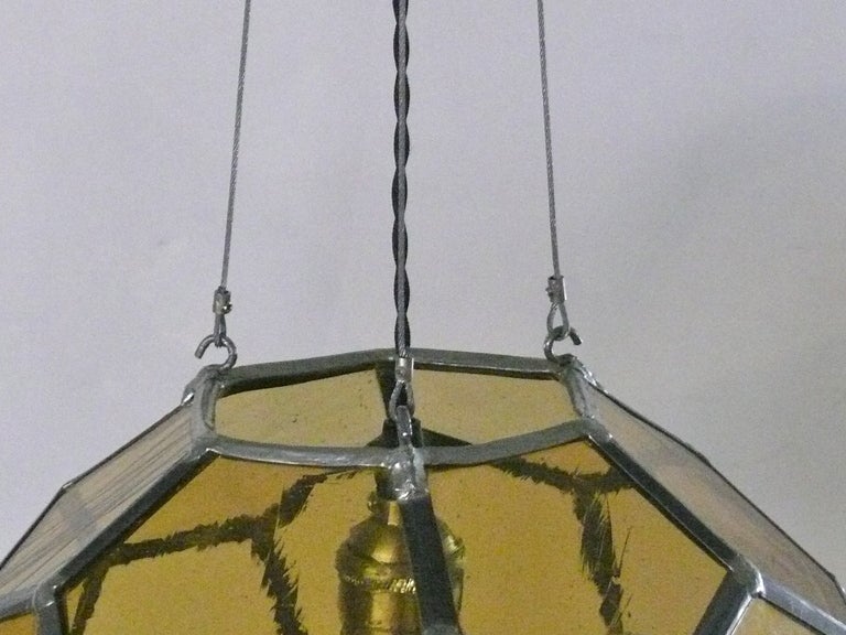 Austrian Iron and Glass Hexagon Globe Light