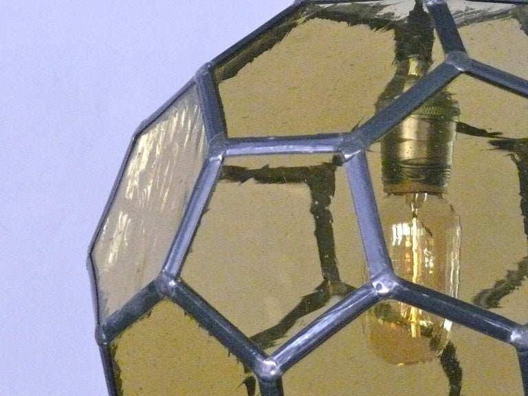 Iron and Glass Hexagon Globe Light In Excellent Condition In Beverly Hills, CA