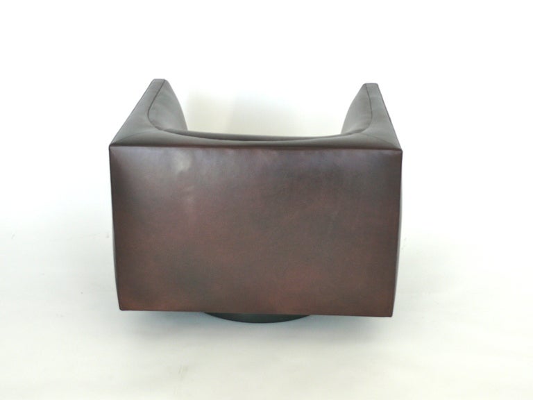 20th Century Pair of Leather Cube Swivel Chairs