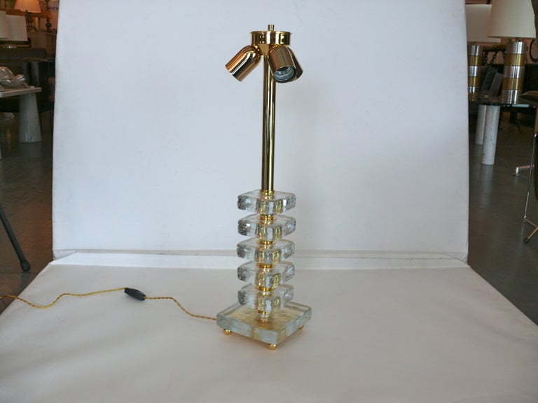 Glass and Brass Table Lamp by Bakalowits 3