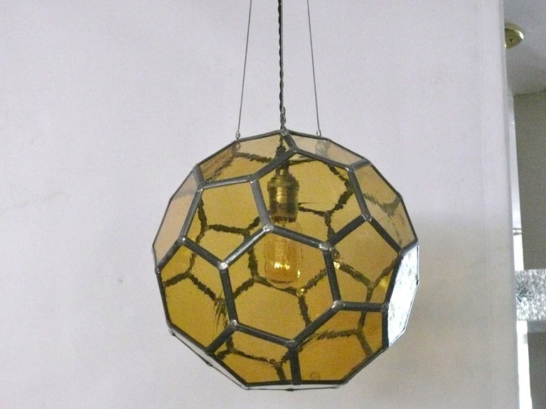Iron and Glass Hexagon Globe Light 1