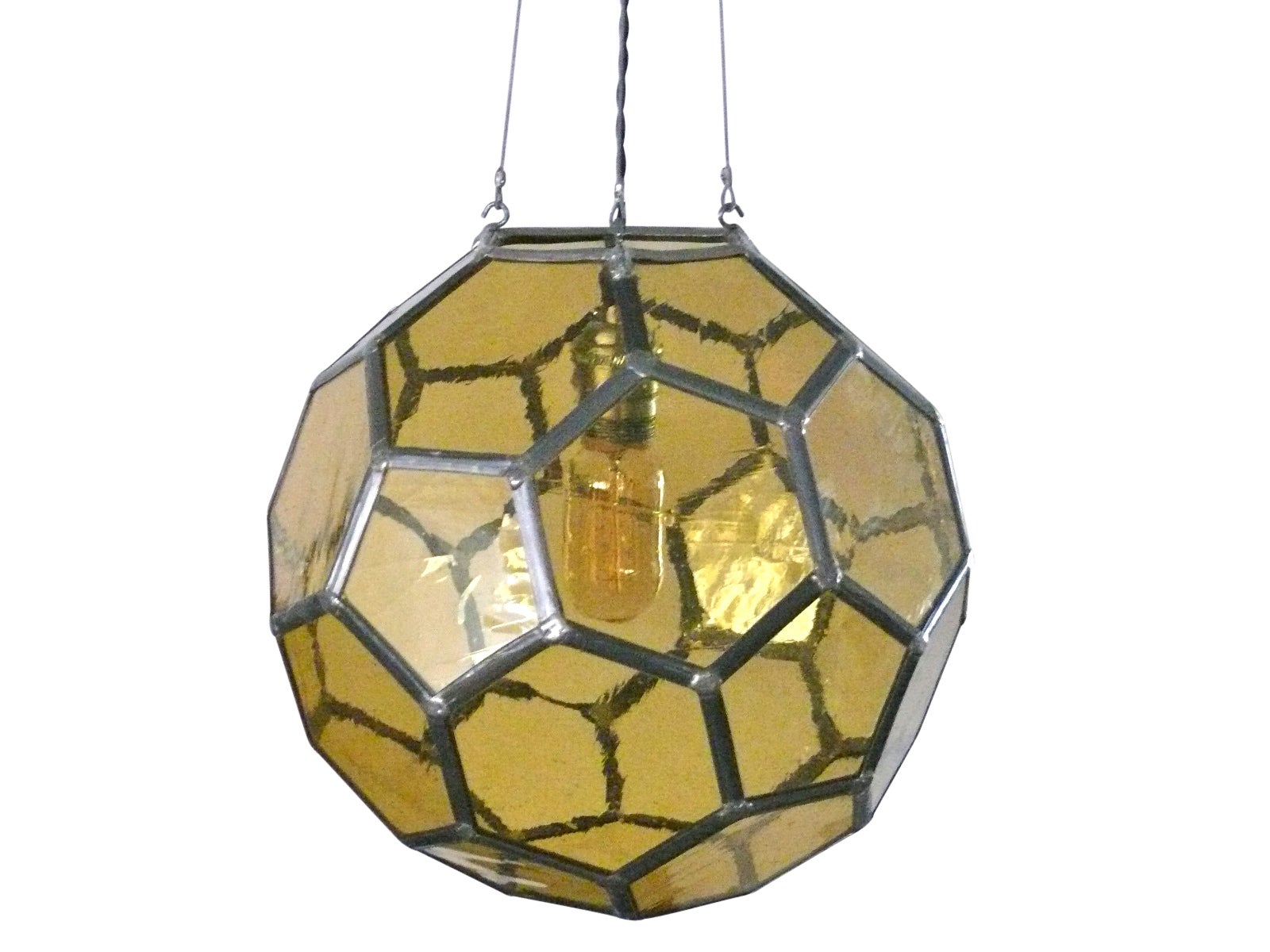 Iron and Glass Hexagon Globe Light