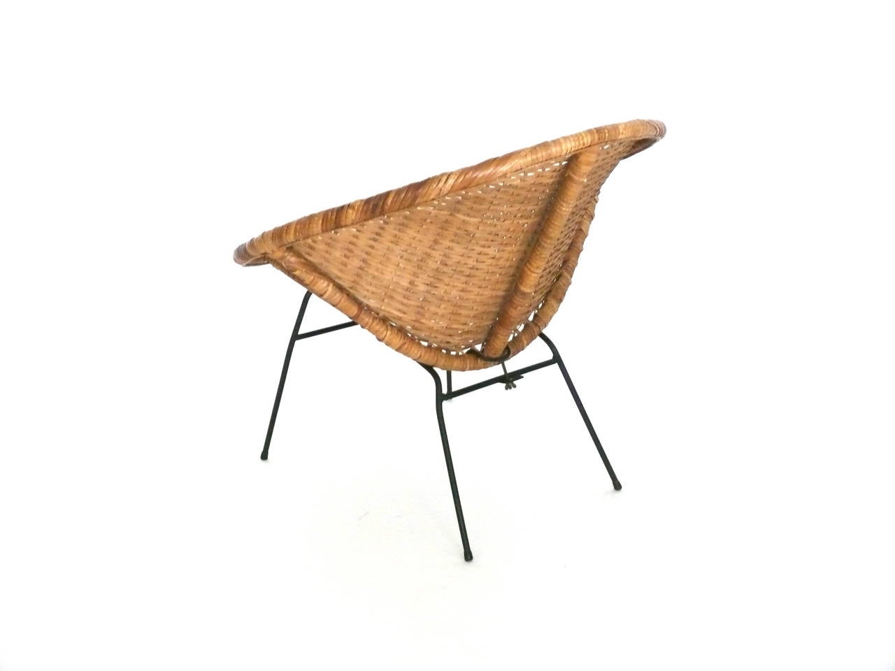 20th Century Iron and Wicker Scoop Chair