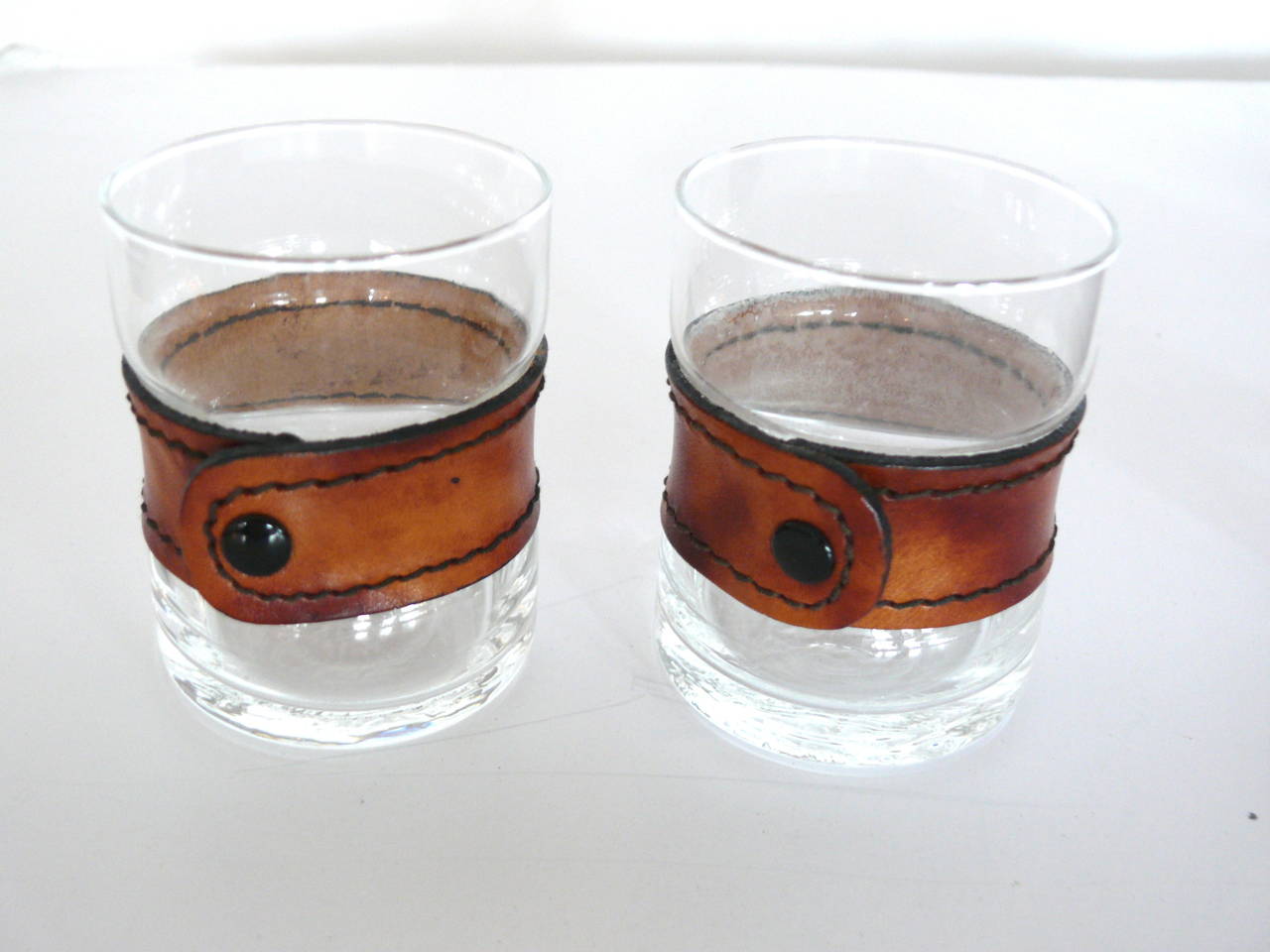 French Leather and Glass Barware Set at 1stDibs