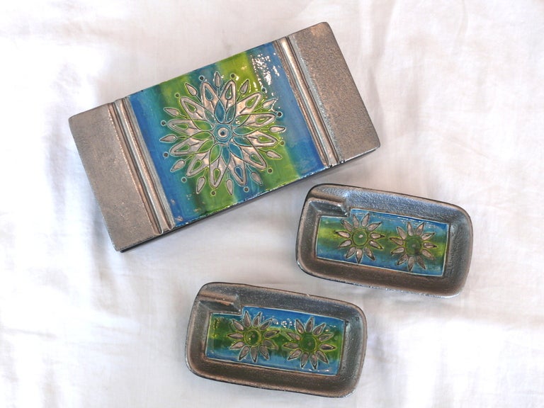 Italian Ceramic Box and Ashtrays by Bitossi 6