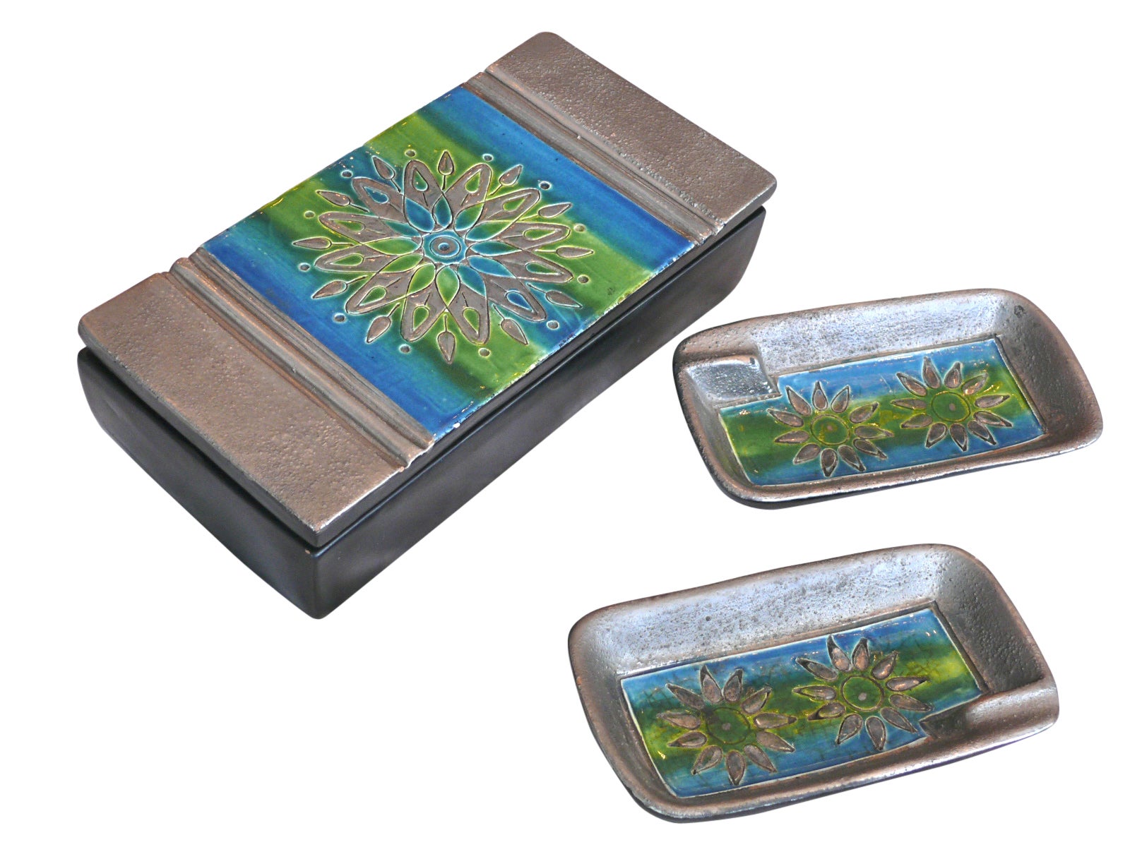 Italian Ceramic Box and Ashtrays by Bitossi