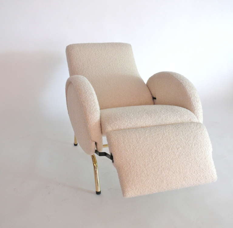 Sculptural Italian Boucle Chairs with Recliner at 1stdibs