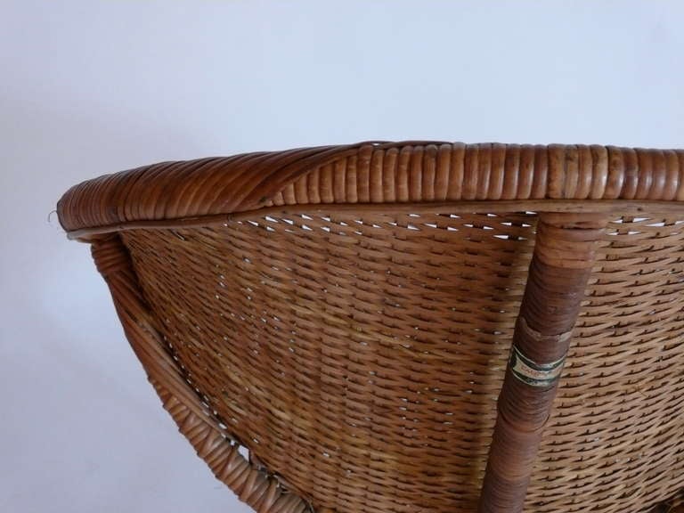 Woven Wicker and Iron Bucket Chairs by Calif Asian 2
