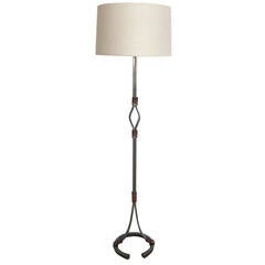 Jacques Adnet Iron and Leather Floor Lamp