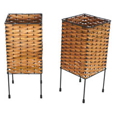 Wicker and Iron Table Lamps