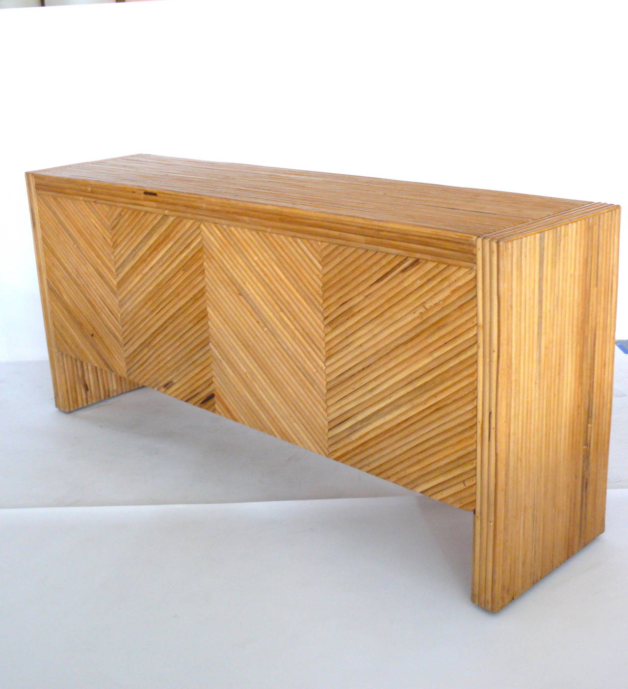 Rattan Sideboard in the Style of Milo Baughman In Excellent Condition In Beverly Hills, CA