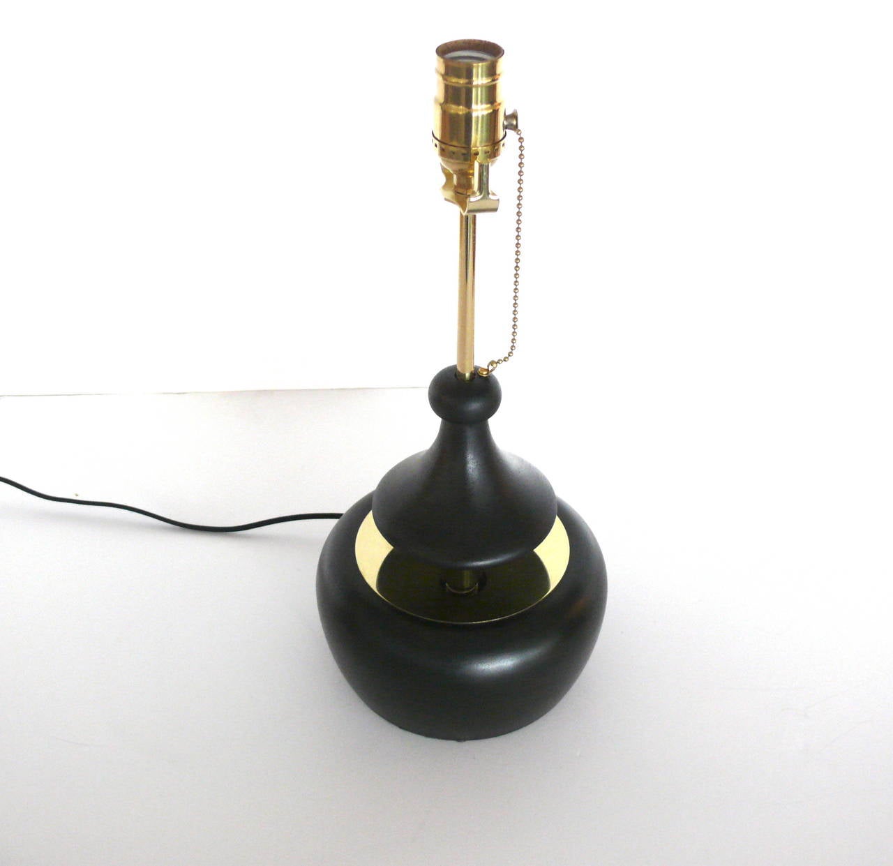 Ebony and Brass Push Lamps In Excellent Condition In Beverly Hills, CA