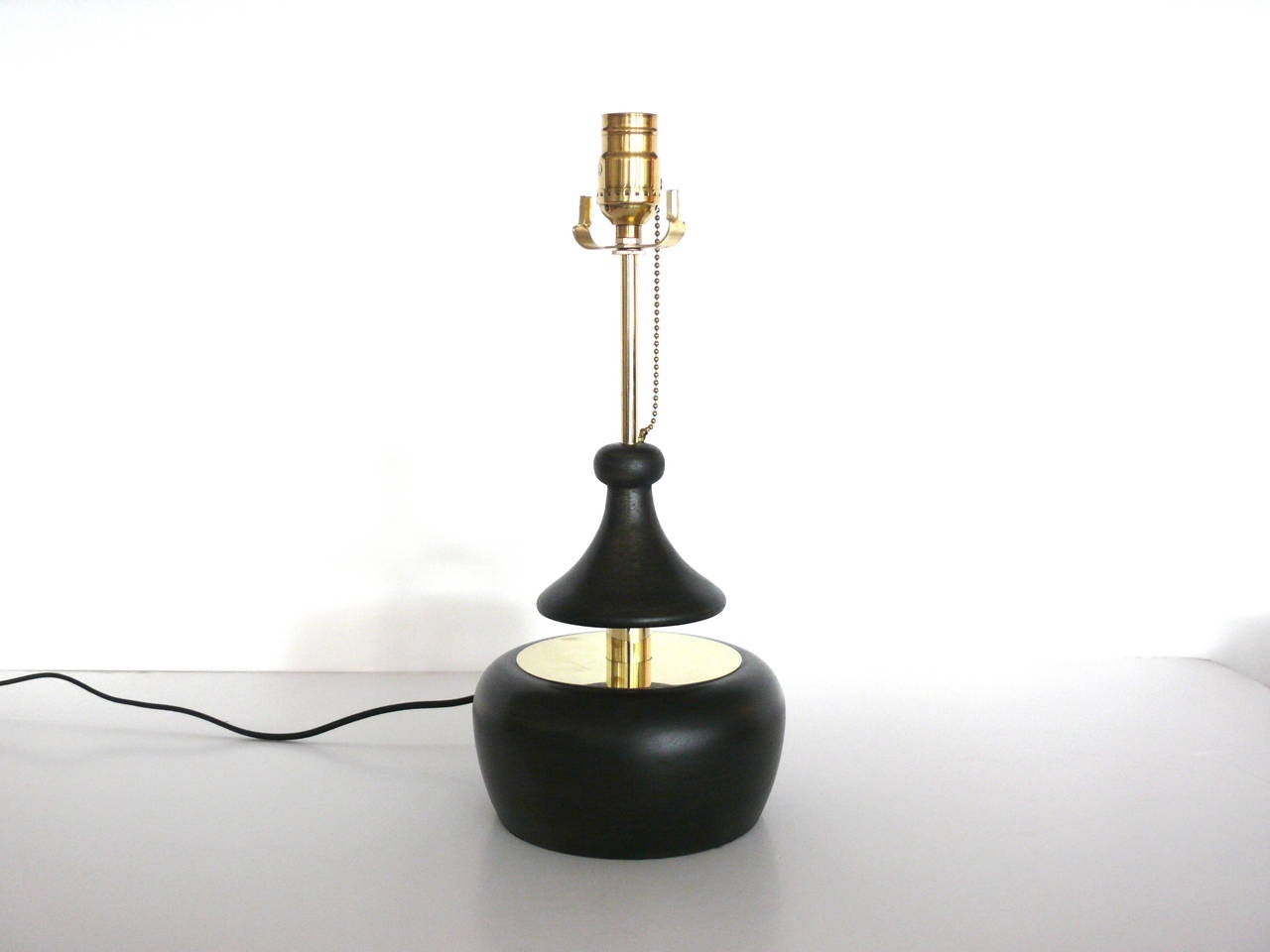 Contemporary Ebony and Brass Push Lamps