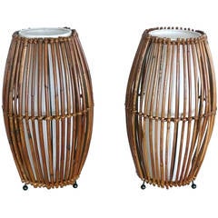 Rattan and Iron Table Lamps