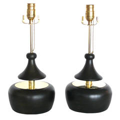 Ebony and Brass Push Lamps 9