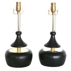 Ebony and Brass Push Lamps