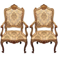Venetian Painted and Parcel Gilt Rococo Armchairs