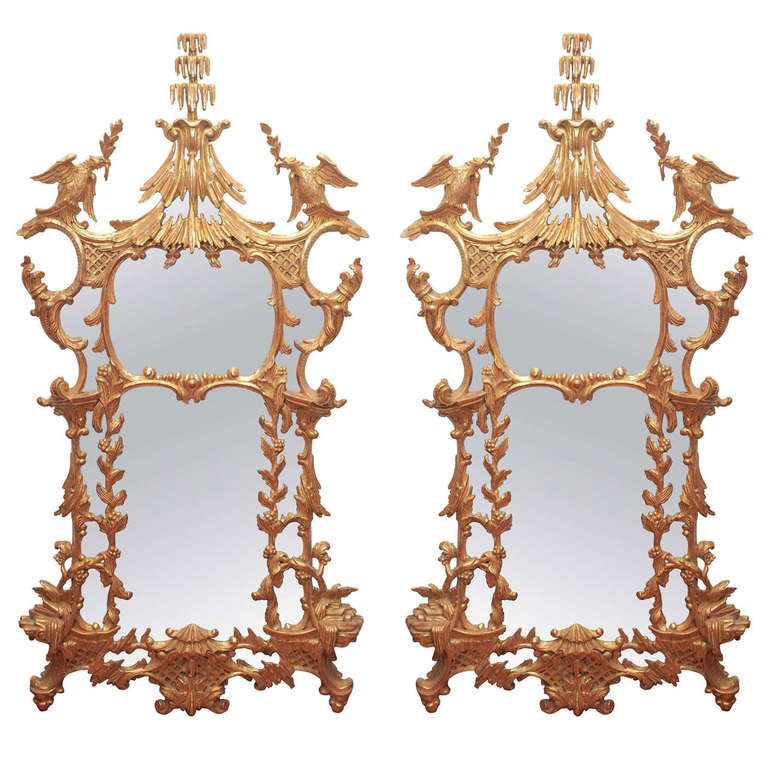 Pair of 19th Century Chinese Chippendale Style Mirrors For Sale
