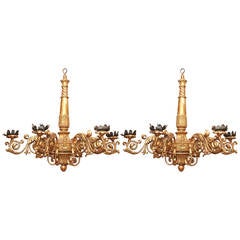 Pair of Italian Giltwood Regence Style Chandeliers 4