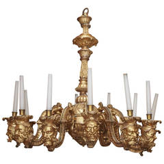 French Regence Style Carved Giltwood Twelve-Light Chandelier 7