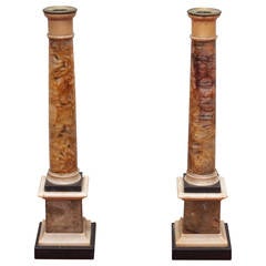 Pair of Derbyshire Spar Bluejohn Candlesticks, 19th Century