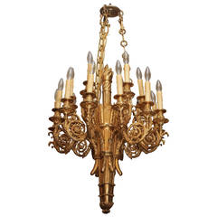 19th Century French Gilt Bronze Louis XVI Style Chandelier with Eighteen Lights 3