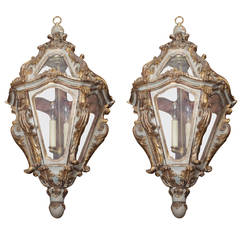 Pair of Italian Parcel-Gilt and Painted Lanterns 2