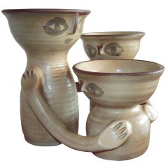 Dora De Larios Stoneware Ceramic Pottery Sculpture, Signed Vase