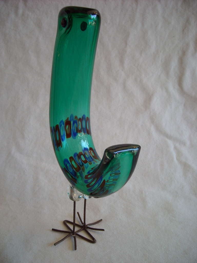 Mid-Century Modern Vistosi Murano Pulcino Glass with Murrine Eyed Bird by Alessandro Pianon