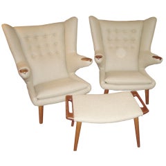 Hans Wegner Papa 2 chairs and ottoman