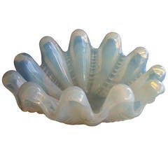 Barovier Large Murano Glass Bowl Vase, Clam, Shell, Conchiglia iridized 3