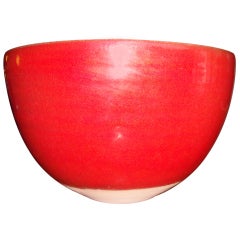 Laura Andreson monumental red fire ceramic bowl , signed