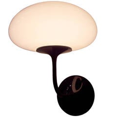 Rare Design Line Mushroom Wall Sconce, Black Enamel.glass Bill Curry