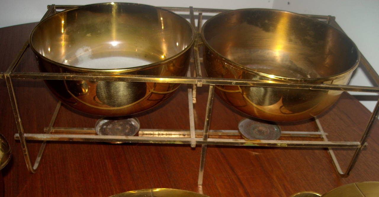 Metalwork Large Set of Tommi Parzinger Dining Ware for Dorlyn Silversmith, in Brass For Sale